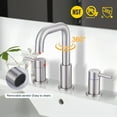 thumbnail image 4 of Wowow Widespread Double Handle High-Arc Bathroom Faucet with Pop-Up Drain in Brushed Nickel, 4 of 7