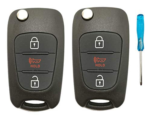 2Pcs 3 Buttons Entry Remote Smart Flip Key Fob Shell Case W/ Blade For KIA 