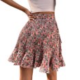 thumbnail image 3 of Minnieouse Minifalda estampada de cintura alta para mujer, faldas florales plisadas por encima de la rodilla para fiestas escolares de poliéster, Prendas para la parte inferior del cuerpo Rojo XXL, 3 of 6