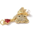 thumbnail image 4 of 1 pc Rack Plating Brass Micro Pave Cubic Zirconia Pendants with Pearl Cadmium Free & Lead Free Long-Lasting Plated Real 18K Gold Plated Bear Red 21x14.5x6mm Hole: 3.2mm, 4 of 4