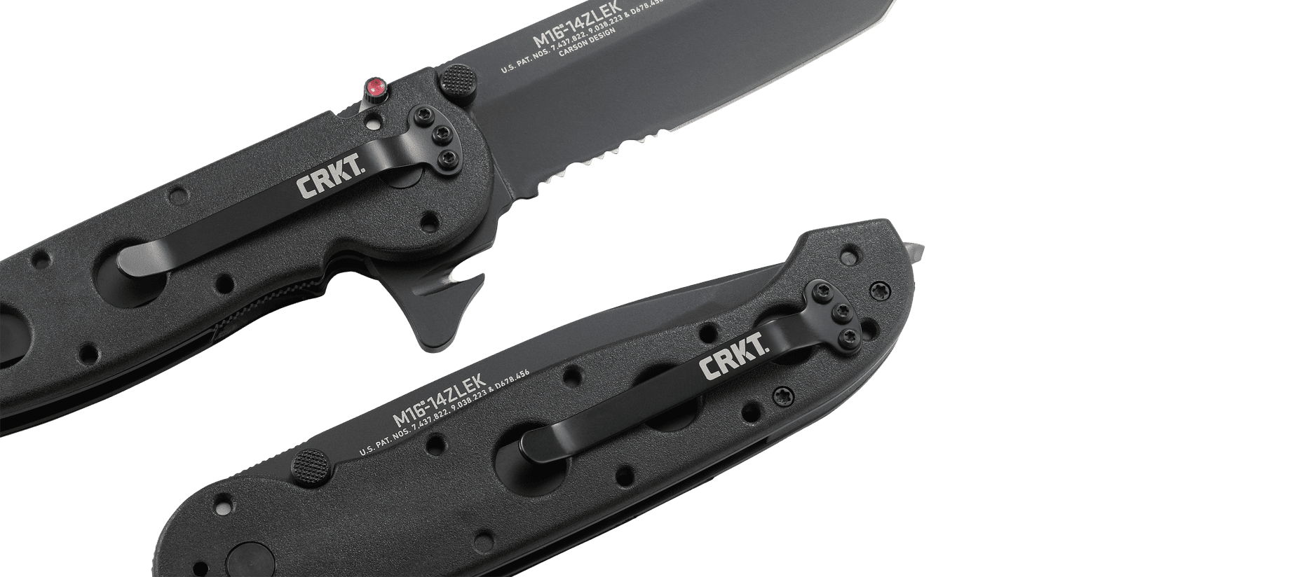 CRKT M16-14ZLEK Folding Knife with Liner Lock: AUS 8 Triple Point Serrations Blade, Glass-Reinforced Nylon Handle, Reversible Pocket Clip, M16-14ZLEK