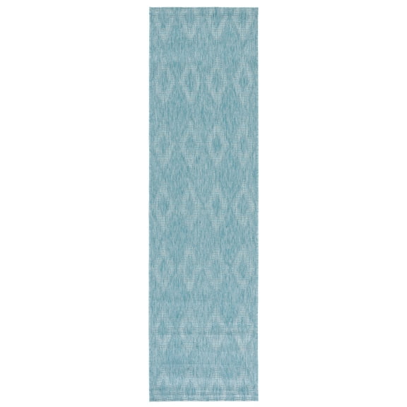 Safavieh Courtyard Teodor Geometric Indoor/Outdoor Runner Rug, Aqua, 2'3" x 14'