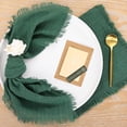 thumbnail image 5 of Ksopiavobs Handmade Cloth Napkins with Fringe Set of 8 Emerald Green Cotton Linen Napkins 18"x18" Rustic Dinner Napkins Bulk for Wedding Party Baby Shower, 5 of 7