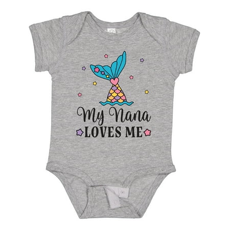 

Inktastic Nana Loves Me Granddaughter Mermaid Gift Baby Girl Bodysuit