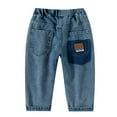 thumbnail image 5 of GBSYEWXS Denim Pants For Boys Kids Relaxed Distressed Elastic Waist Straight-Leg Blue Jeans Size 6-7 Years, 5 of 6
