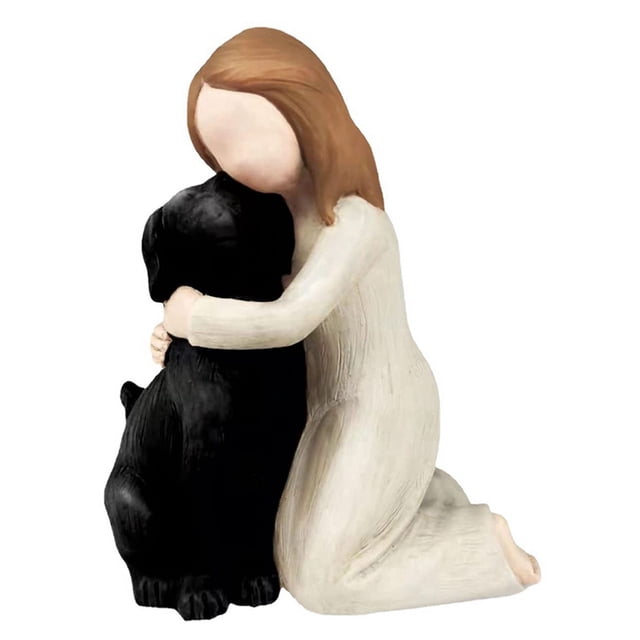 Figuras de amor para perros, estatuas, regalos de recuerdo de amistad de ángeles, figuras esculpidas y pintadas a mano para amantes, color negro