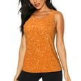 thumbnail image 2 of Haiem Orange Glitter2 Workout Tank Tops for Women, Athletic Sports Slim-Fit Tank Tops, Compression Sleeveless Dry Fit Shirts,Athletic Shirt-Small, 2 of 9
