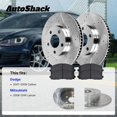 thumbnail image 2 of AutoShack Front Vented & Rear Solid Drilled & Slotted Silver Zinc Coated Brake Rotor + Premium Ceramic Pad 12-PC Brake Kit Replacement for 2007-2010 Dodge Caliber 2012 Dodge Caliber SilverShield Pro, 2 of 4
