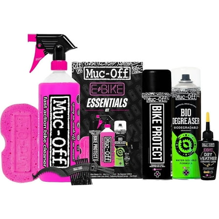 Muc Off eBike Essentials Kit - Bike Cleaning Kit, Bike Maintenance Kit for Electric Bikes - Includes Bike Wash and Bike Chain Lube