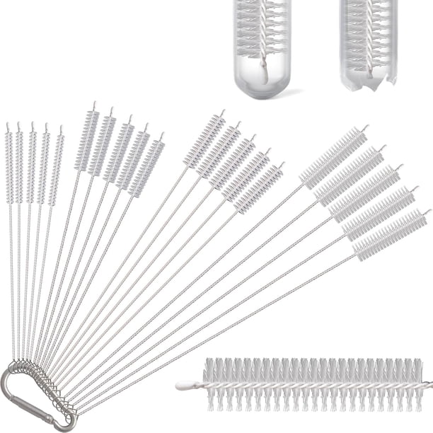 20 Piezas Extra Largos Cepillo para Popotes de Acero Inoxidable y Silicona, 17.5cm-30cm Cepillo para Pajitas, Limpia Pipas para Manualidades para Limpiar Acuario, Tubos de Ensayo, Joyas