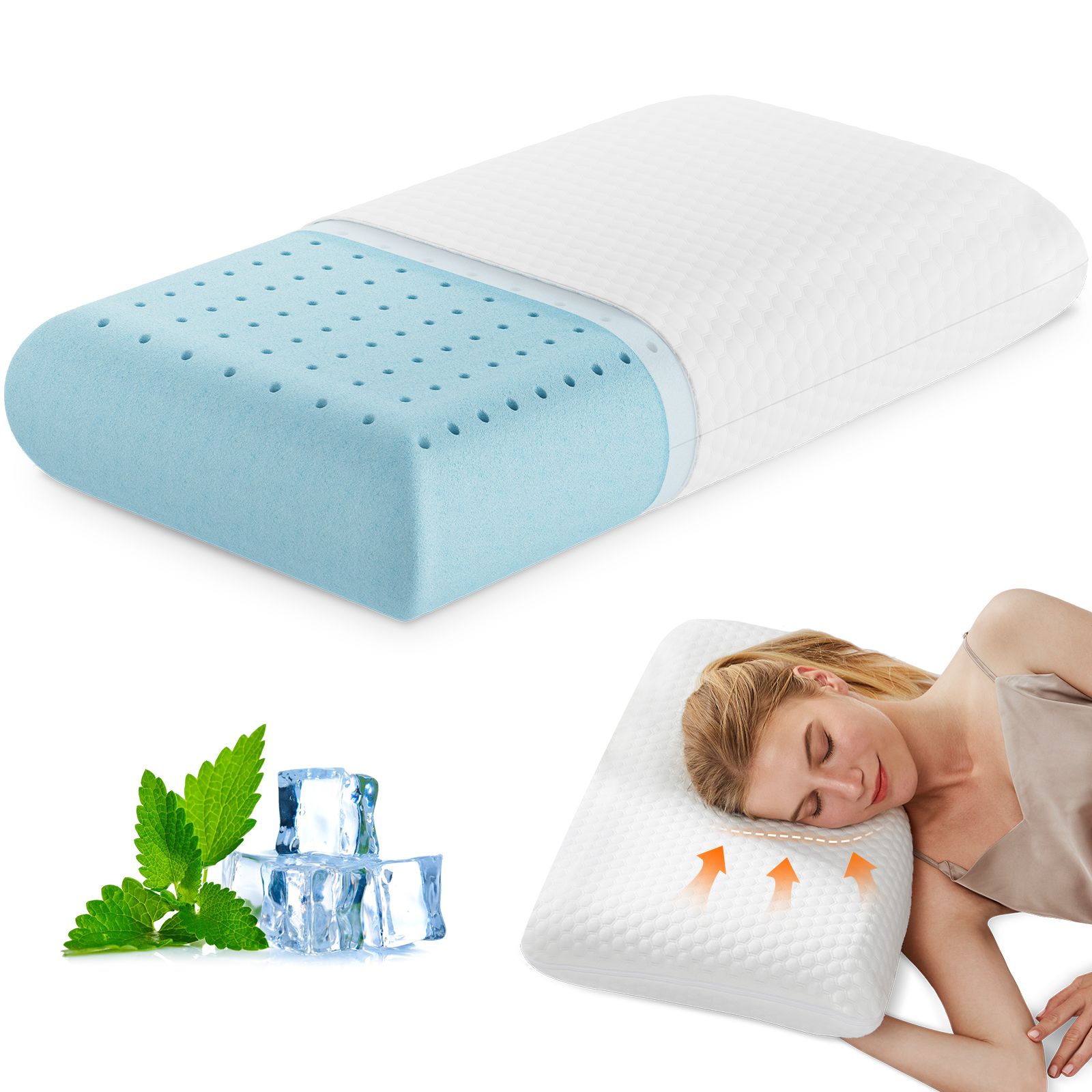 Memory Foam Pillow, Standard Size Pillows for Sleeping, Bed Pillow Soft and Comfortable, 1 Pack