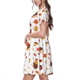 thumbnail image 2 of Balery Autumn Maple Leaf with Hedgehog Vestidos sueltos de manga corta para mujer, vestidos de verano 2025, vestidos casuales de corte A con vuelo., 2 of 6