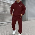 thumbnail image 3 of LEKDFST Men's 2 Piece Outfits Hoodie Sweatshirt Tracksuit Joggers Sweatpants Sweatsuit Set Wine L, 3 of 5