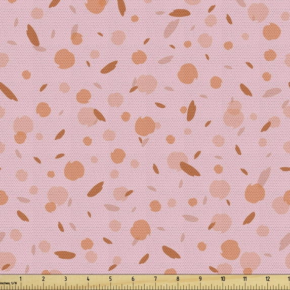 Abstract Sofa Upholstery Fabric by the Yard, Stains Spots and Blots Repetition in Warm Colors, Decorative Fabric for DIY and Home Accents, Pale Pink Burnt Orange by Ambesonne