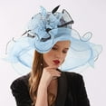 thumbnail image 2 of YAYUBA Women Fascinator Hat Floral Tea Party Wedding Hat,Light Blue, 2 of 4