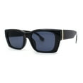 thumbnail image 2 of Iconic Retro Square Narrow Rectangle Plastic Womens Sunglasses All Black, 2 of 4