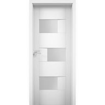 Solid French Door Opaque Glass / Sete 6933 White Silk / Single Regular Panel Frame Handle / Bathroom Bedroom Modern Doors