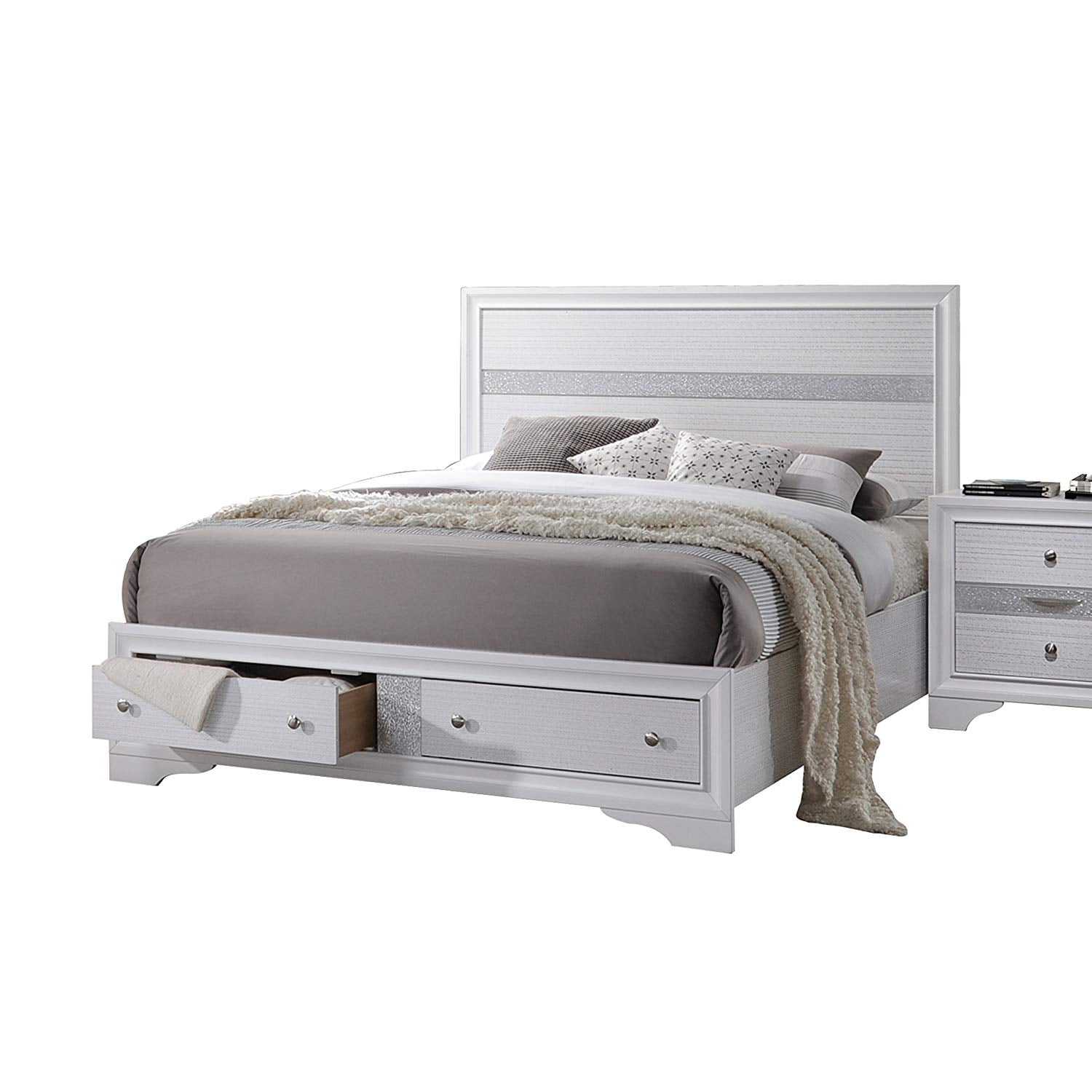 White Queen Bed with Storage