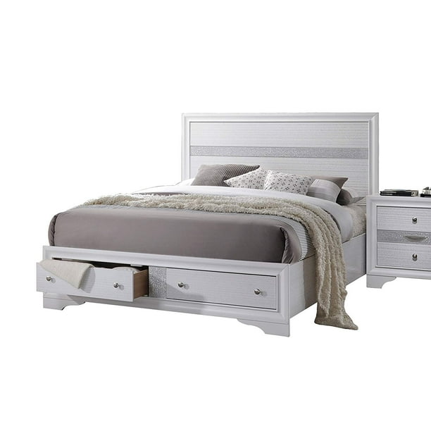 White Queen Bed with Storage