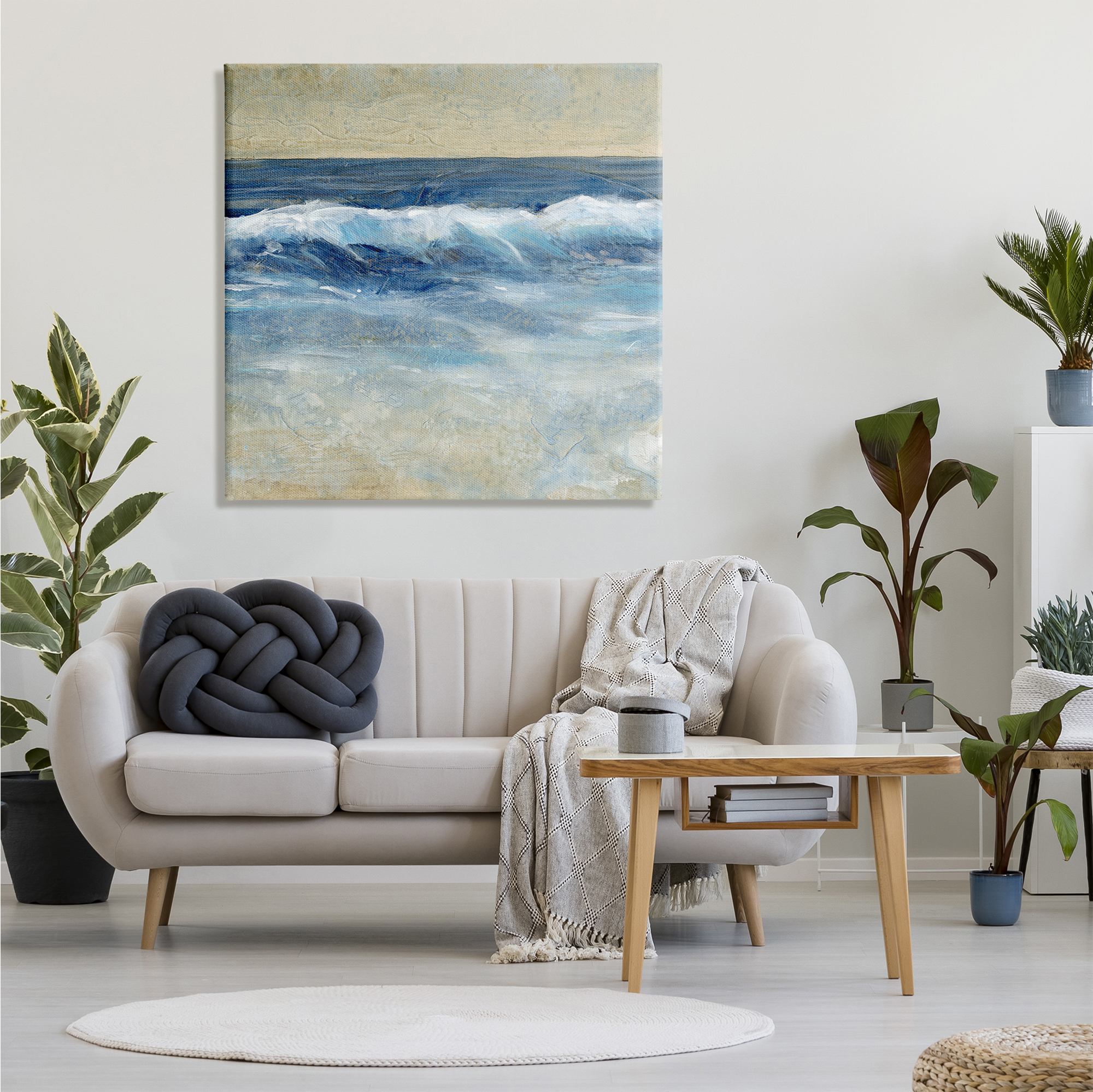 Stupell Industries Incoming Beach Tide Contemporary Soft Whitecaps Nature Painting Gallery Wrapped Canvas Print Wall Art, 36 x 36
