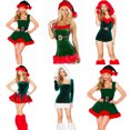 thumbnail image 1 of Disfraz navideño de campana verde para actuación de Papá Noel jugando por la noche con uniforme sin hombros, 1 of 5