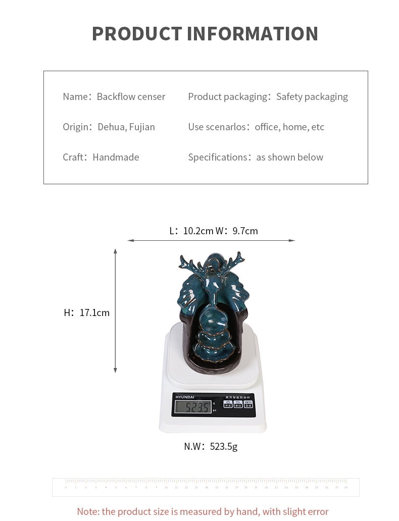 Ceramic Deer Head Reverse Flow Incense Burner Creative Smoke Incense Holder for Yoga Room Home Decoration