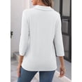 thumbnail image 4 of Blusa blanca con cuello en V y manga 3/4 para mujer, tipo túnica, TICTICMISS, 4 of 6
