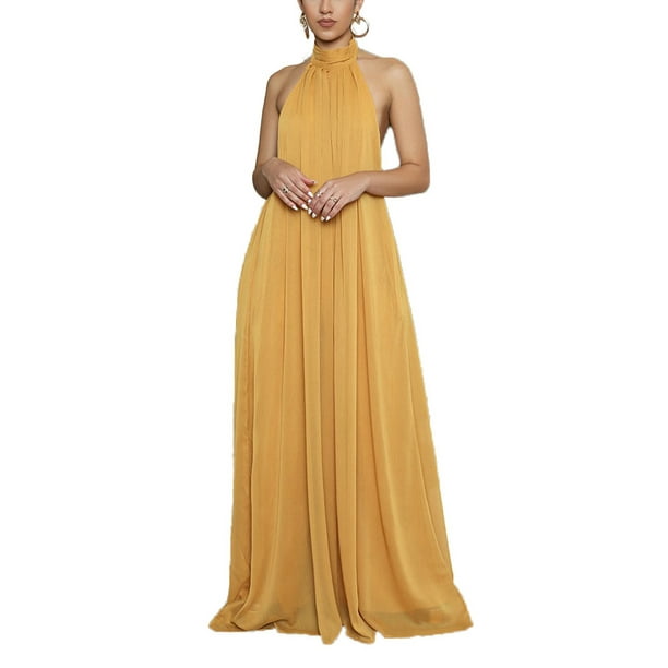 VISgogo Mono sin mangas con cuello halter para mujer con pierna ancha Color sólido Ropa de verano fresca sin espalda VISgogo moda