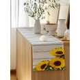 thumbnail image 5 of Table Runner 72 Inches Long for Kitchen Dining, Spring Sunflowers Dresser Scarf Farmhouse, Dining Table Decorations for Wedding/Parties, Yellow Floral Turquoise Farmhouse Grey Wooden 14 x 72 In, 5 of 8