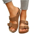 thumbnail image 5 of Horkkom Orthopedic Sandals for Women Casual Wide Width Comfortable Flat Sandals Soft Adjustable Straps Footbed Sandal Dressy Open Toe Walking Sandal Fashion Buckle Beach Sandals, 5 of 10