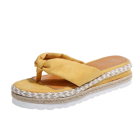 

Womens Espadrilles Flip-Flops Fashion Platform Wedge Slides Sandals Dressy Summer Casual Clip Toe Slip On Heeled Slippers