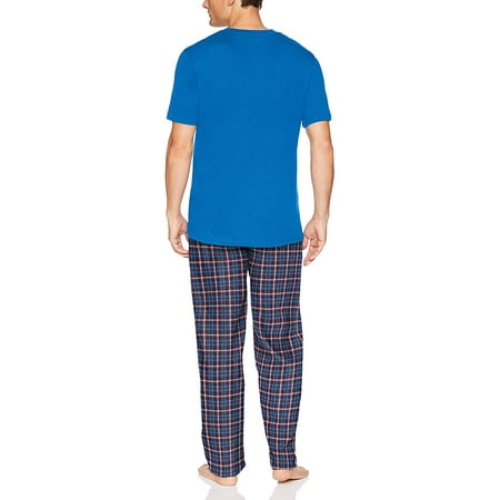 Mens Micro Fleece Sleep Pant and Crewneck Jersey Shirt Set Pajama Set ...