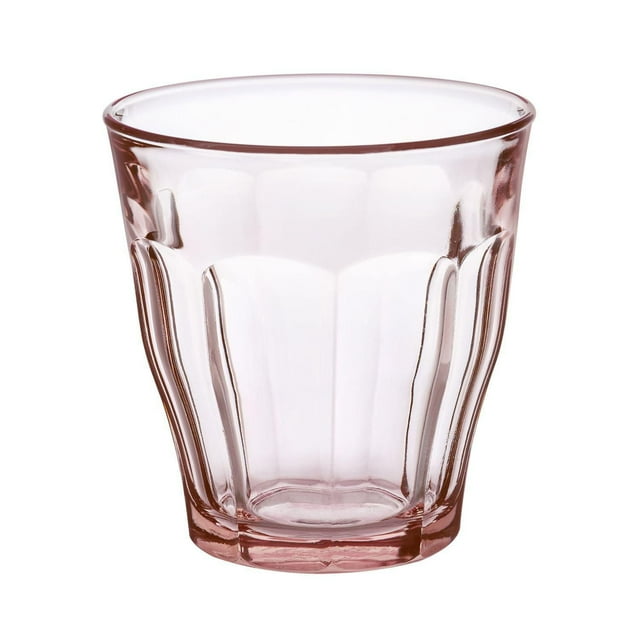 Duralex Picardie Verre Rose Tumbler 250 ml avec un Seul Verre Trempé Rose aux Côtés Facettés et une Forme Empilable, Fabriqué en France, Va au Lave-Vaisselle et au Micro-Ondes, Convient aux Bouteilles d'Eau pour Enfants et à l'Usage Quotidien en Cuisine.