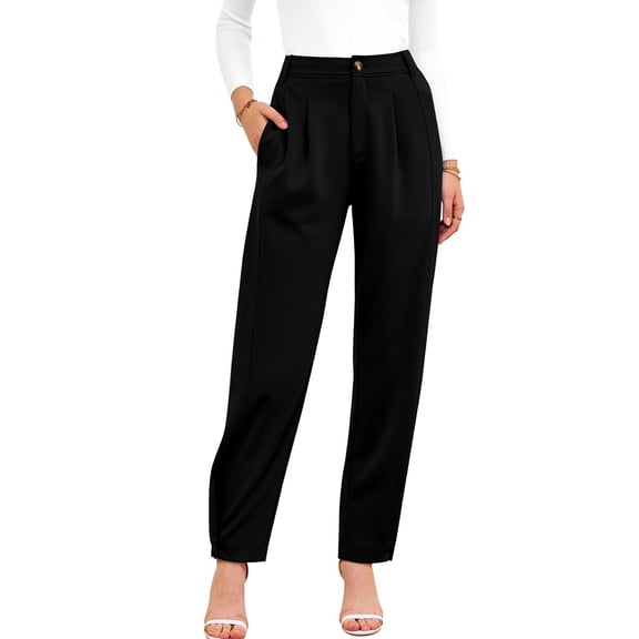 Women'S Pants Casual High Waist Trousers Tapered Slacks Pockets Dressy Business Work Outfits Black XL