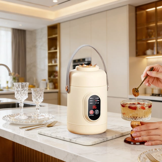 Multifunctional Portable Slow Cooker With Ceramic Glaze Inner And Steamer For Cooking Soup Rice Porridge