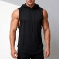thumbnail image 2 of ZUKMRJPC Men's Hooded Tank Tops Solid Color Casual Lightweight Drawstring Sleeveless Hoodies Stretchy Breathable Workout Training Gym Tops, 2 of 4