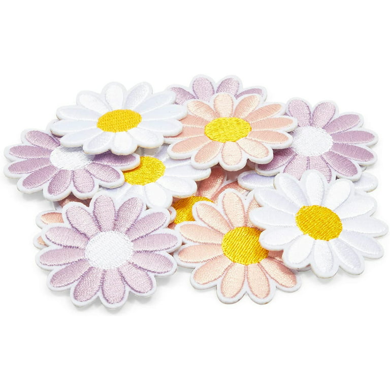 Simplicity Multicolor Daisy Flowers Applique Clothing Iron On Patches, 8pc,  Sizes Vary