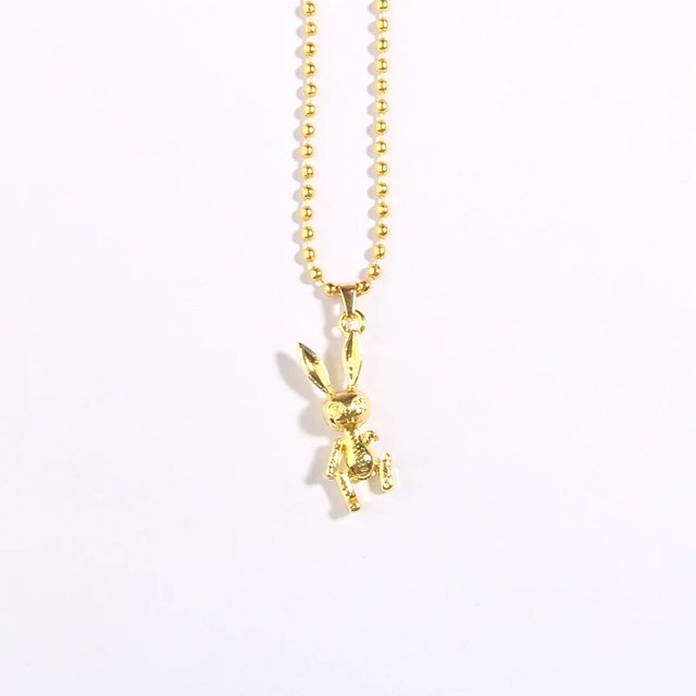 Collar de dibujos animados de moda, colgante de noche de conejo, oso cruzado, dragón doble malvado, personalidad de Hip Hop, regalo de pareja de amigos