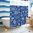thumbnail image 6 of No Hook Shower Curtain, Blue Christmas Shower Curtains for Bathroom with See Through Top Window, Snowflakes Xmas Winter Vintage New Year Waterproof & Washable Bath Curtain Stall 48"x72", 6 of 9