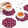 thumbnail image 4 of Leather Coasters with Heat-resistant for Drinks, Glamorous Cartoon Cat Black -标题2 Octagon, 4 of 5