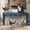 Navy Blue + MDF + MDF + ACACIA, variant on U_Style 60''Acacia Veneer Console Table with 4 Spacious Drawers, Modern Crisscross Design Entryway Table with Open Bottom Storage,Farmhouse Sofa Table for Living Room,Kitchen,Dining Room,Hallway