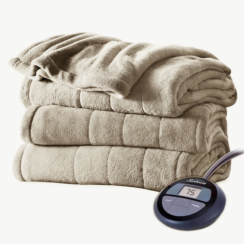 Sunbeam Channeled Velvet Plush Electric Heated Blanket K016 Twin Full