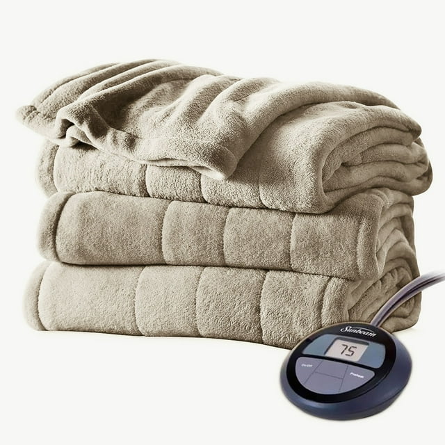 Sunbeam Channeled Velvet Plush Electric Heated Blanket K016 Twin Full