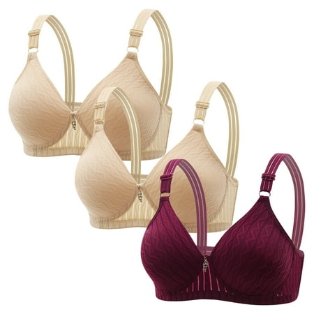 Lisbinx Bras for Women Full Coverage 3PC Woman s Embroidered Glossy Comfortable Breathable Bra Underwear No Rims Clearance Items