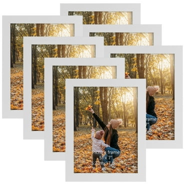5x7 Picture Frames Set of 7, White Photo Frame for Wall and Tabletop Display