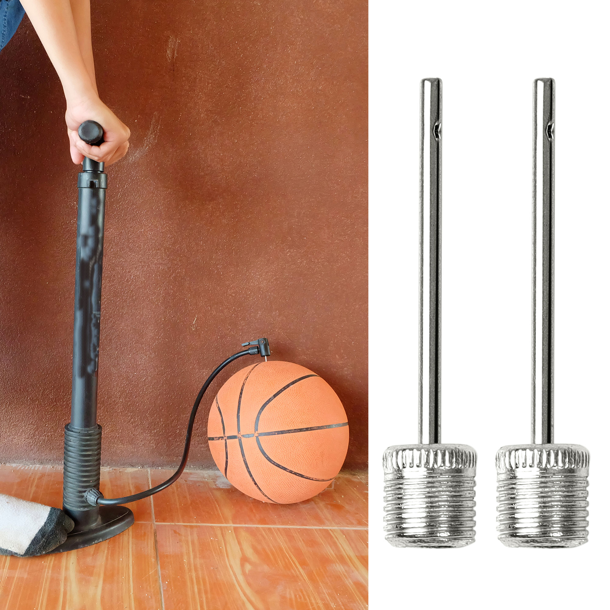 Unique Bargains Basketball Football Volleyball Ball Air Pump Inflatable Needle 5 Pcs