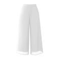 thumbnail image 4 of Rggeeun Women'S Trousers Solid Color Elastic High Waist Ankle Length Curved Hem Wide Leg Loose Fit Soft Drape With Side Pockets For School Activities Delicate Bottoms,White,Xxl, 4 of 4
