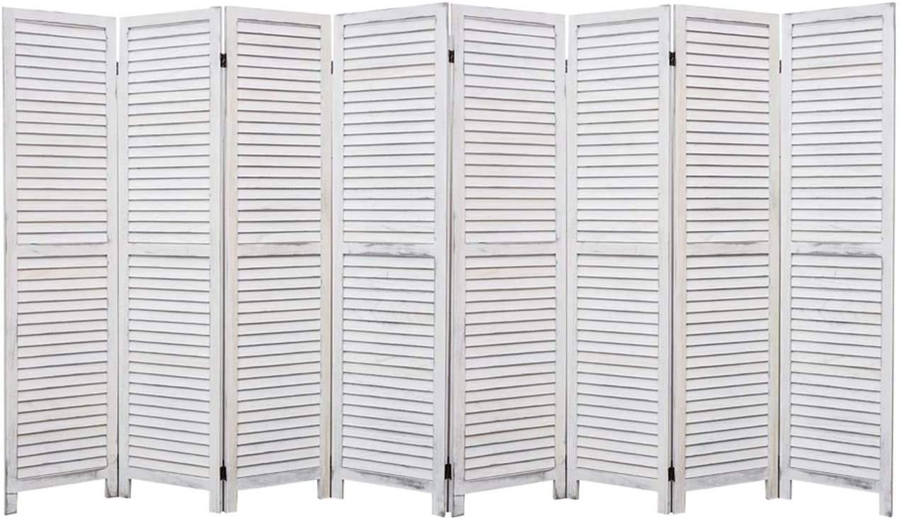 Legacy Decor Full Length Wood Shutters 8 Panel Room Divider, 67" Tall