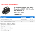 thumbnail image 2 of Air Suspension Solenoid Valve Unit 1 - Compatible with 2007 - 2009 Mercedes-Benz GL320 3.0L V6 - Autopart Premium, 2 of 2