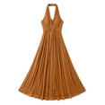thumbnail image 6 of Karymi Halter Deep V Maxi Dress, Sleeveless Twist Front High Slit Backless Flowy Vacation Evening Gown Summer Dress, 6 of 6